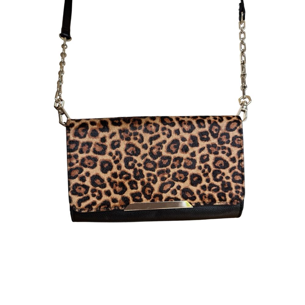 Y2K Leopard Calf Hair Crossbody Clutch Chain Bag Cheetah Girls Indie Sleaze